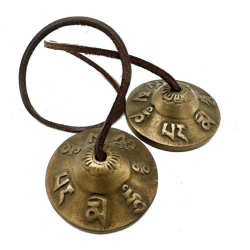 Brass Tingsha Bells Lucky Symbols 6cm